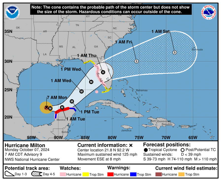 Hurricane Milton Rapidly Strengthening and Will Borderline Cat 5 Intensity as it Heads Towards Walt Disney World